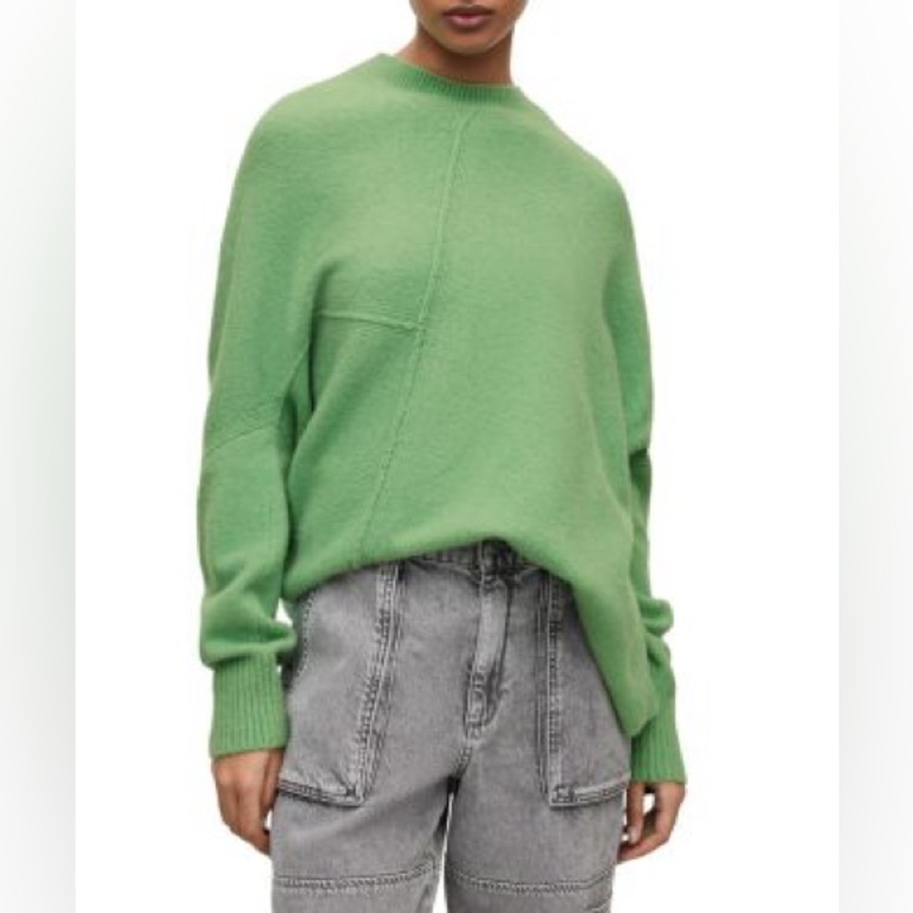 All Saints Lock Crew Neck Sweater Small Wool Yak Green Boho large